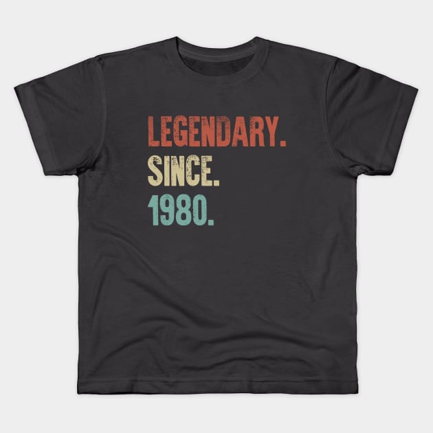 Retro Vintage 40th Birthday Legendary Since 1980 Kids T-Shirt by DutchTees